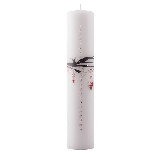 Advent Candle, Branches with Scandi Hearts