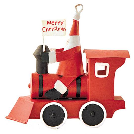 Tin Santa on Red Train 10cm