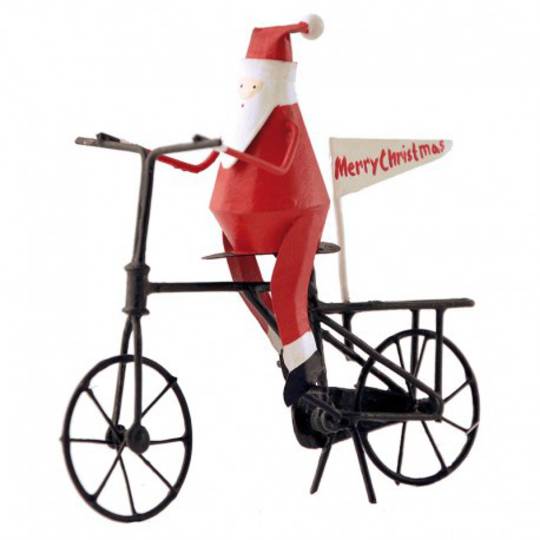 Tin Santa on Bicycle 14cm