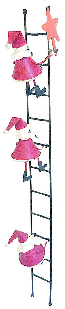Tin Santas Putting Star on Xmas Tree