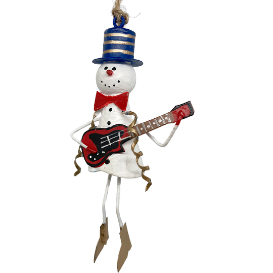 Tin Snowman, Playing Guitar 13cm