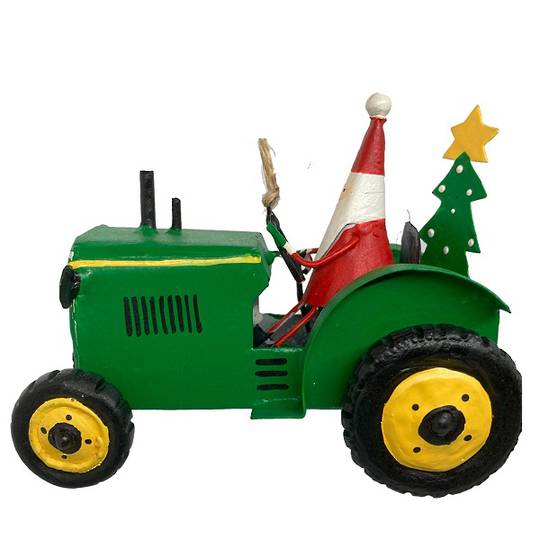 Tin Santa Green Tractor 10cm *ETA NOV