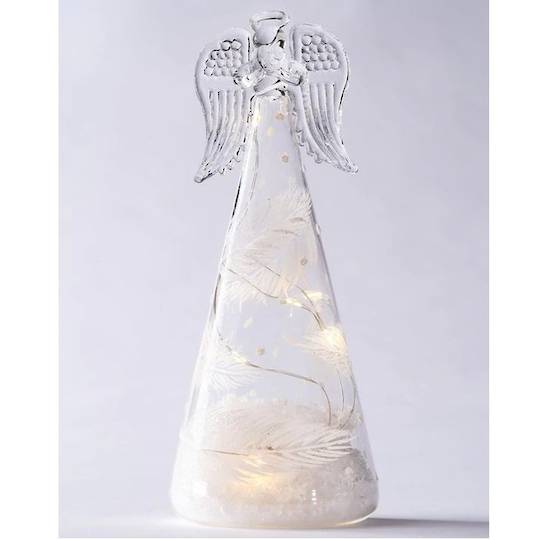 Glass Angel Clear, LED Feather Decor