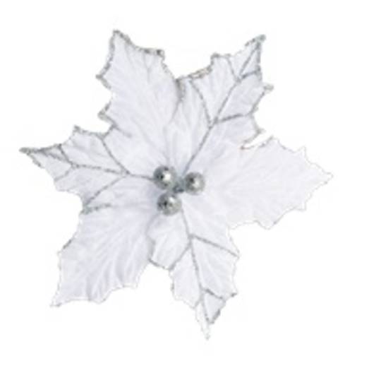White Holly Poinsettia Clip 21cm