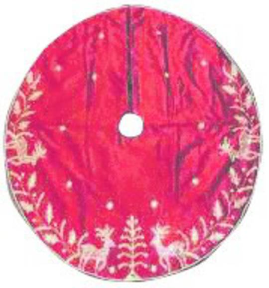 Xmas Tree Skirt, Silky Red with Gold Sequins