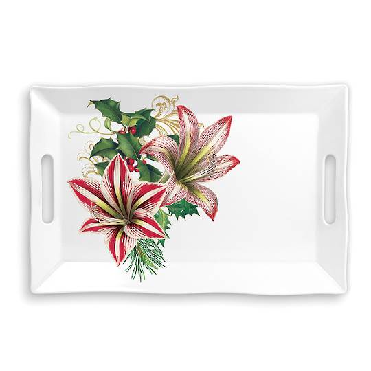 Merry Floral Christmas Large Melamine Tray