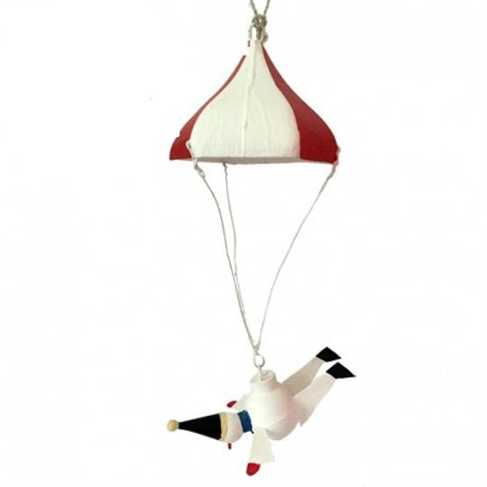 Snowman Flying Under Parachute