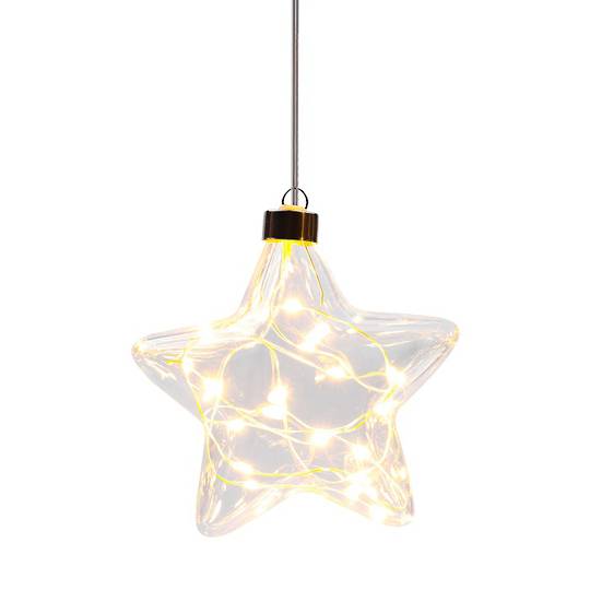 Glass Star Light Decoration, Clear 14cm