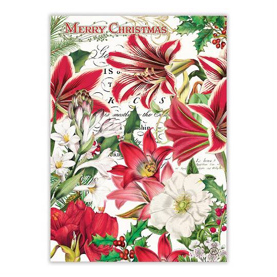 Merry Floral Christmas Tea Towel