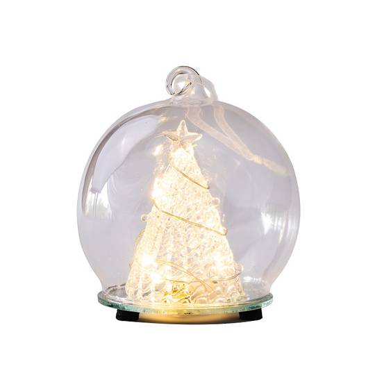 Glass Ball Clear, LED Tree Scene 10cm