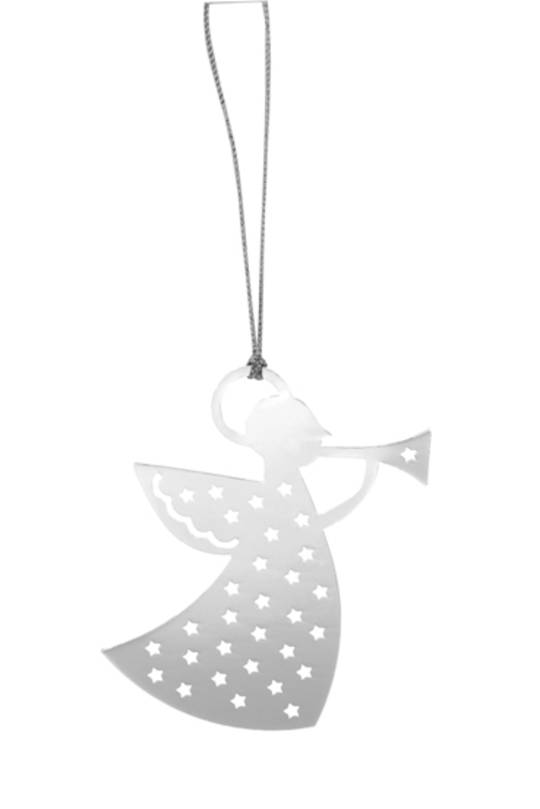 Flat Metal Decoration Angel with Trumpet 80x65mm