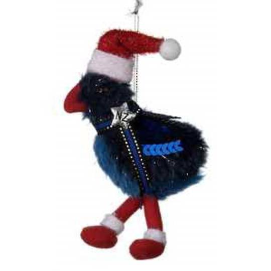 Iconic Hanging Fabric Pukeko with Santa Hat