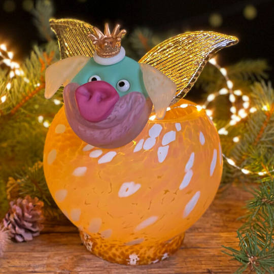 GSB ArtGlass Christmas Angel Piggy 20cm