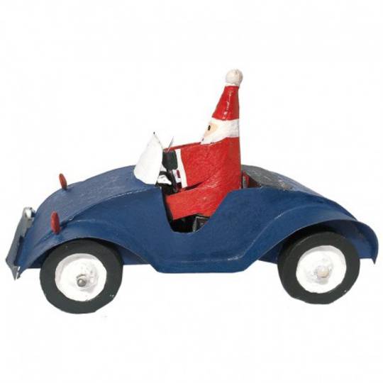 Santa in Blue Car