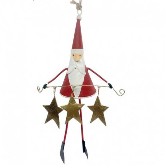 Tin Santa with Star Garland 17cm