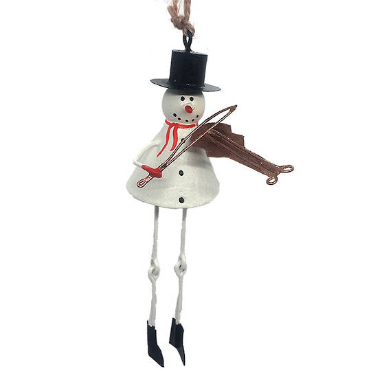 Tin Snowman with Violin 13cm