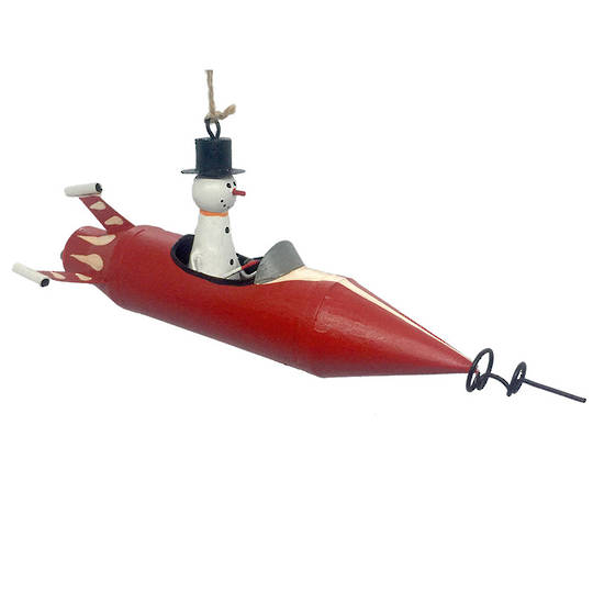 Tin Snowman in Red Rocket 20cm