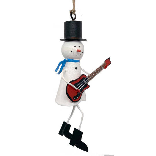 Tin Snowman Rockstar Guitar 13cm