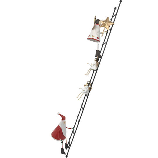 Tin Santa & Angels on Ladder 39cm