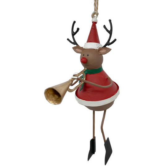 Tin Deer Playing Trumpet 13cm