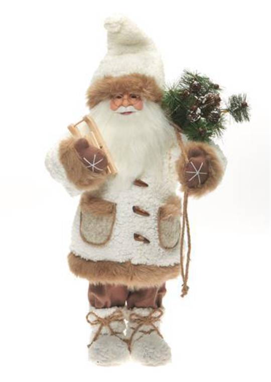Santa Cream Coat 46cm with Caramel Fur Trim LED Lights 3x AA Batt.
