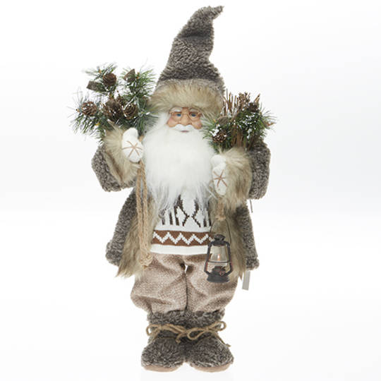 Santa, Brown Coat with Reindeer Jumper Trim