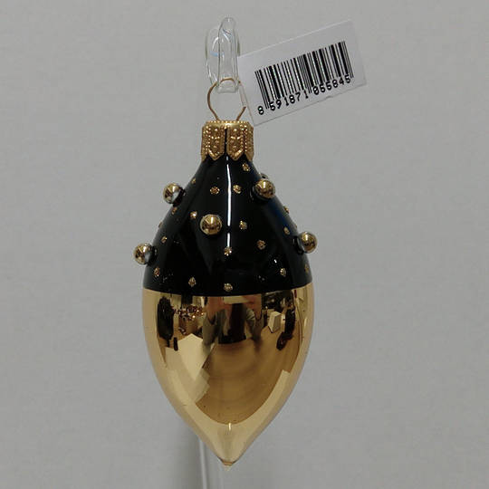 Glass Olive Gold with Black Decor and Stones 8cm