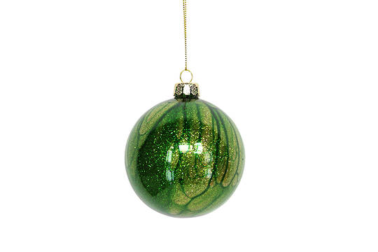 Hanging Glass Ball, Marbled Green