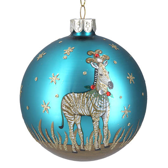 Glass Ball Matt Turquiose, Zebra 8cm