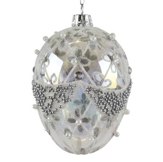 Glass Faberge Egg, Clear with Gold 10cm