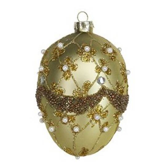 Glass Faberge Egg, Gold 10cm