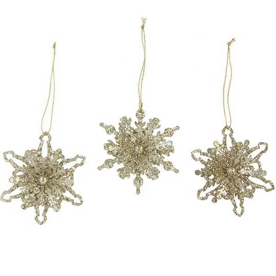 Tin Gold Glitter Snowflake 8cm