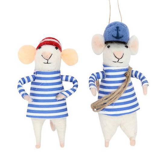 Wool White Sailor Mouse 15cm