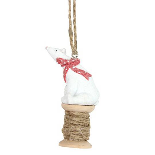 Resin Polar Bear on Cotton Reel 7cm