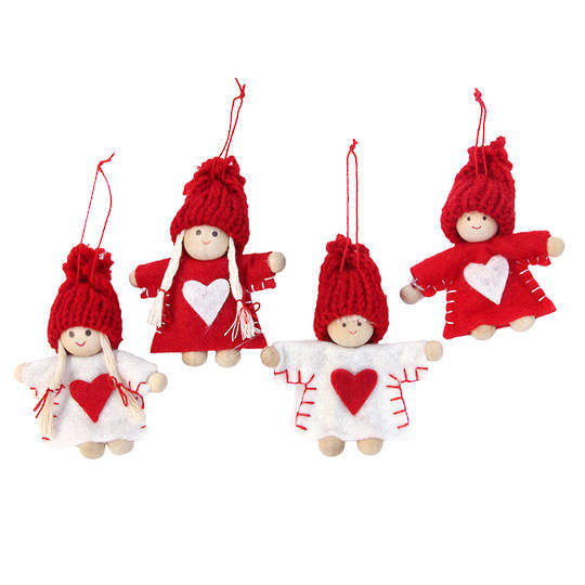 Felt Red & White Mini Children 4cm Each