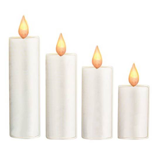 LED Flame Set Four Candle Window Sticker