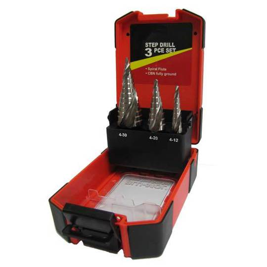 Blumol 3pc Spiral Flute Step Drill Set