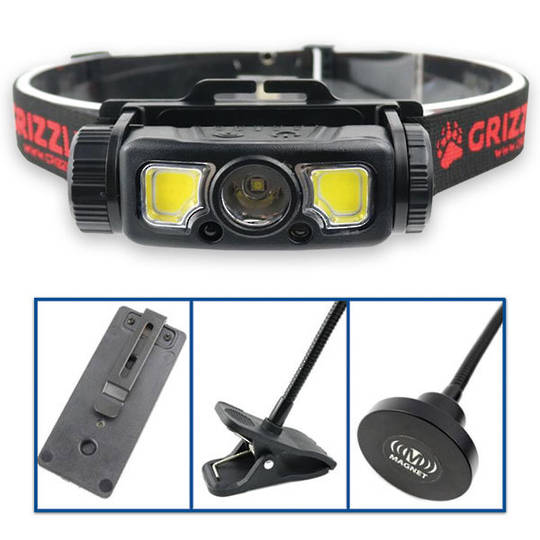 Grizzly Rechargable 4-In-1 LED Headlight and Woklight