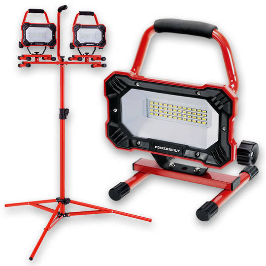 Powerbuilt 2x Portable LED Worklamps w\ Tripod