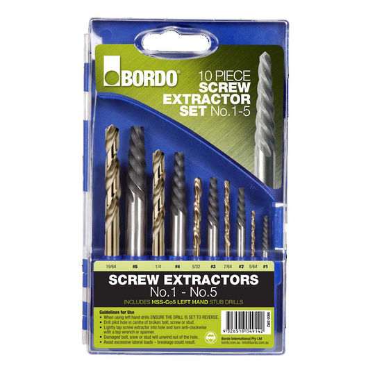 Bordo 10pc Screw Extractors (LH Drills)