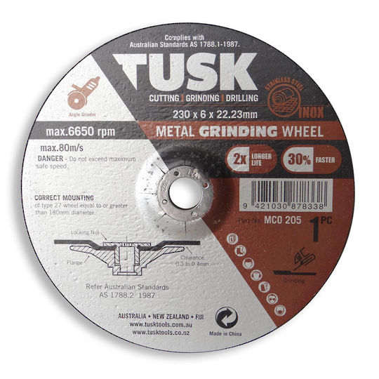 Tusk Grinding Disc 125X6X22 Metal Inox
