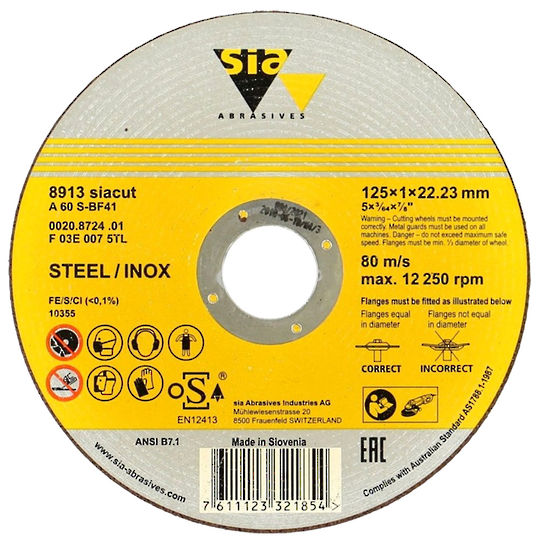 SIA 125mm x 1mm Inox Cut-Off Discs
