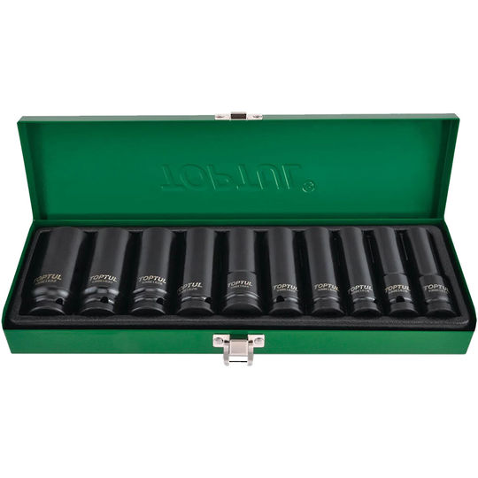 Toptul Socket Set Impact 1/2"Dr 10pc Deep 10-24mm