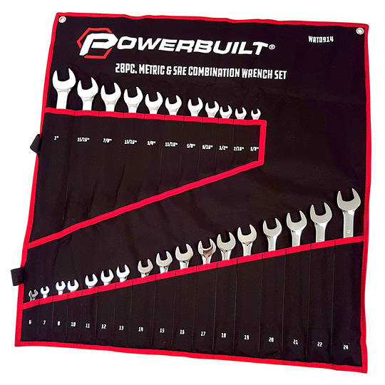 Powerbuilt 28pc Combination Combination Ring and Open End Spanner Set