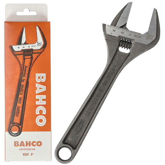 Bahco 8" Wide Jaw Adjustable Wrench - 130yr Limited Edition