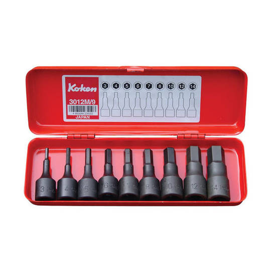 Koken 3/8" Dr Inhex Socket Set In Case - 9pc Metric