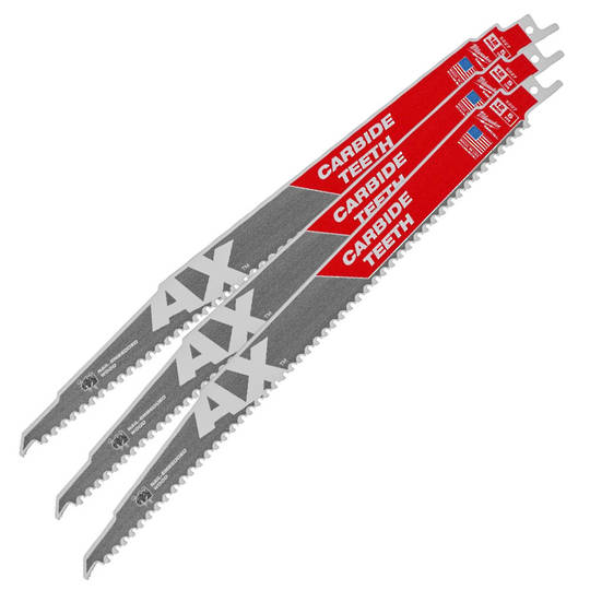 Milwaukee Sabresaw blades 5TPIx300mm AX Carbide Teeth 3pk