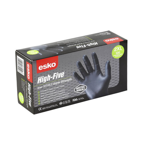 Esko Dispos Gloves Black Nitrile H/D MED