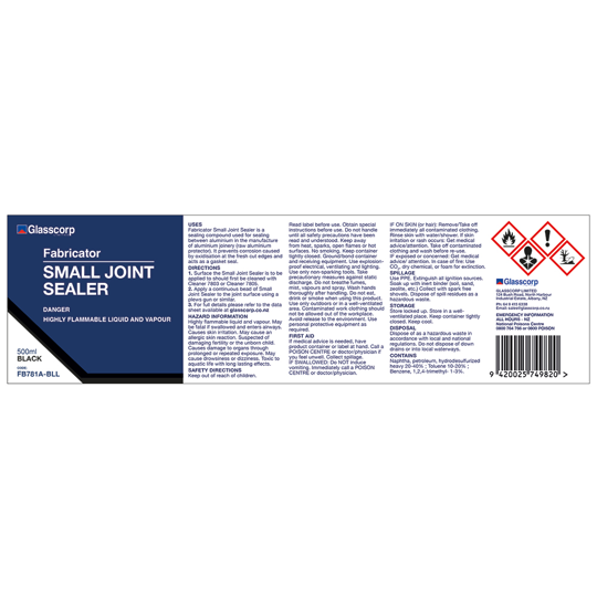 SMALL JOINT SEALER - BLACK 500ML LABEL