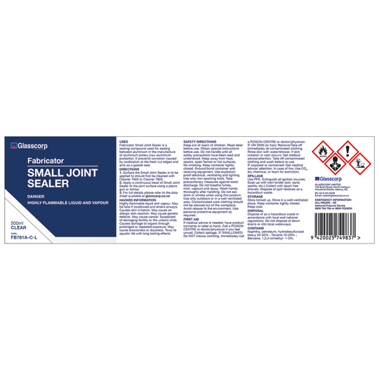 SMALL JOINT SEALER - CLEAR 500ML LABEL